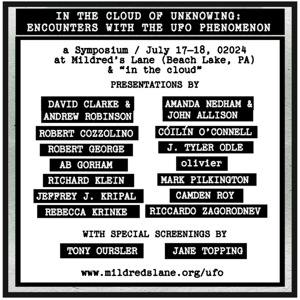 Introduction and screening of two films at In the Cloud of Unknowing: Encounters with the UFO Phenomena