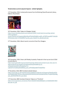 This document summarises the current outputs and impact of the The Tenementals album project.