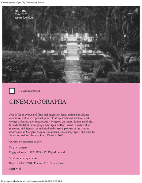 This is the screening/event webpage