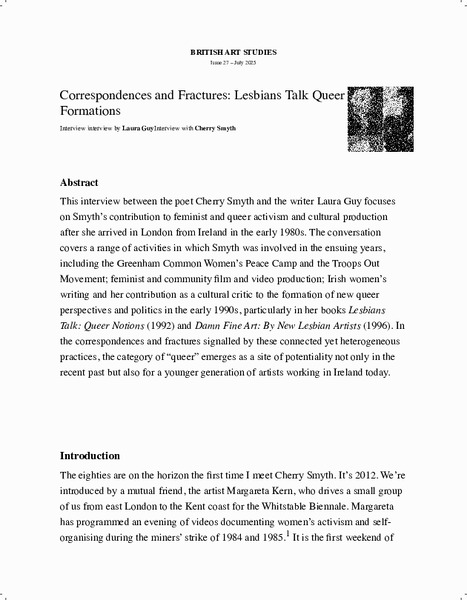 Correspondences and Fractures: Lesbians Talk Queer Formations