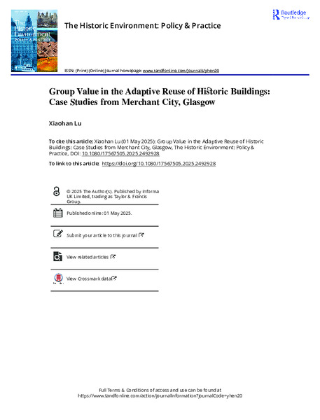 Group value in the Adaptive Reuse of Historic Buildings: Case Studies from Merchant City, Glasgow