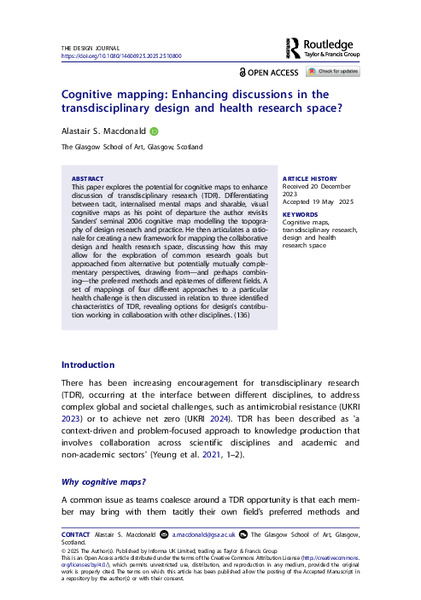 Cognitive Mapping: Enhancing Discussions in the Transdisciplinary Design and Health Research Space?