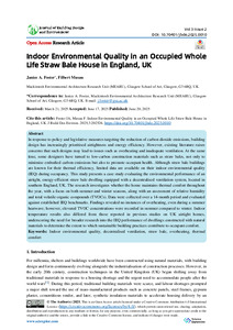 Indoor Environmental Quality in an Occupied Whole Life Straw Bale House in England, UK.