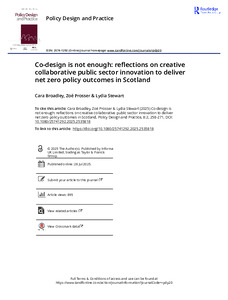 Co-design is Not Enough: Reflections on Creative Collaborative Public Sector Innovation to Deliver Net Zero Policy Outcomes in Scotland