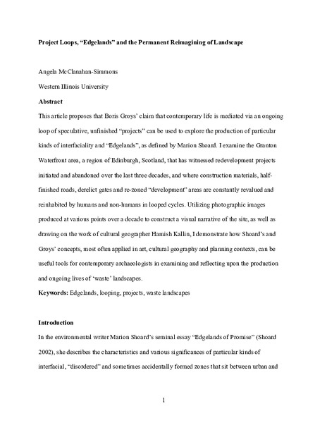 Project Loops, “Edgelands” and the Permanent Reimagining of Landscape