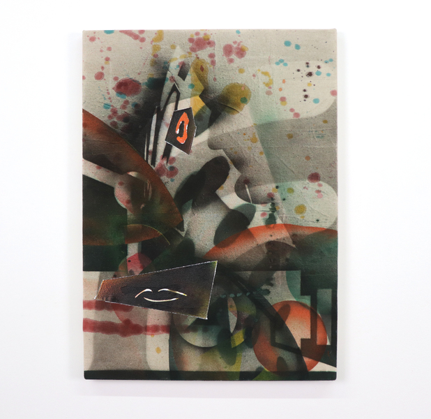 Michael Stubbs, 'Animation Recoding Romeo', spray paint on spilled household paint and tinted floor varnish on dust sheet, 81x61cms