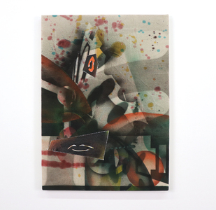 Michael Stubbs, 'Animation Recoding Romeo', spray paint on spilled household paint and tinted floor varnish on dust sheet, 81x61cms