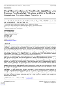 Design Recommendations for Virtual Reality–Based Upper Limb Exercises From People With Tetraplegia and Spinal Cord Injury Rehabilitation Specialists: Focus Group Study