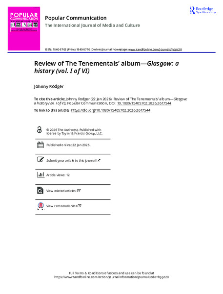 Review of The Tenementals' album - Glasgow: A history (Vol I of VI)