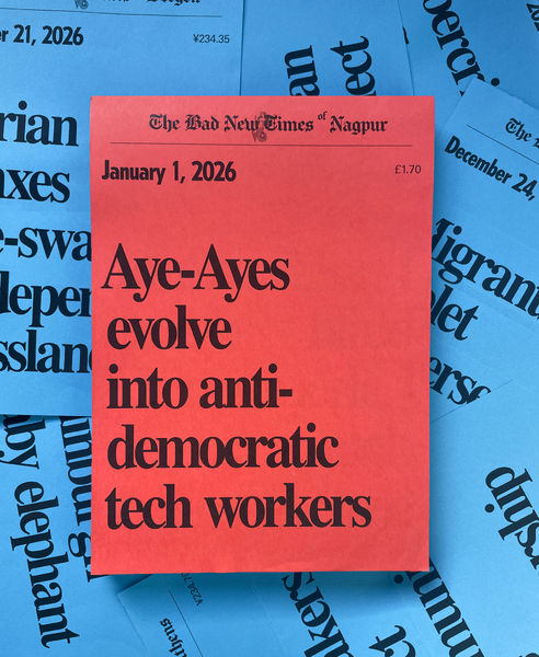 printed headlines assembled into physical book
