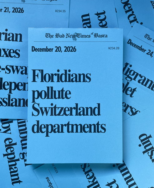 printed headlines assembled into physical book
