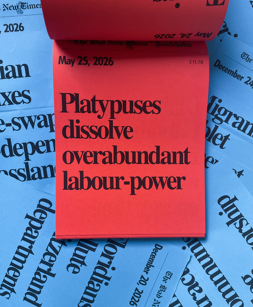 printed headlines assembled into physical book
