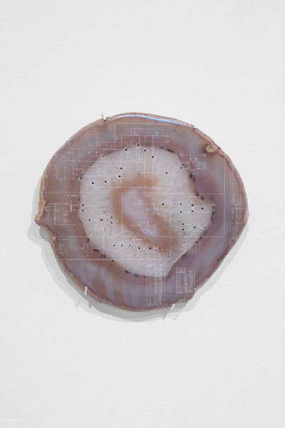 Eyeballing (a27-29.jpg) Rachel Adams Laser engraved agate, paint 18.5 x 17.5 x 1 cm 2024