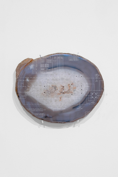 Eyeballing (d7-eL_power.jpg) Rachel Adams Laser engraved agate, paint 19 x 16 x 1 cm, 2024