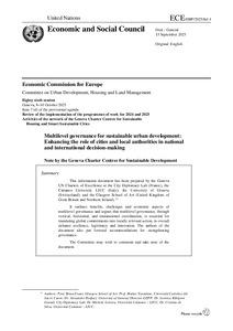 Multilevel governance for sustainable urban development:
Enhancing the role of cities and local authorities in national
and international decision-making