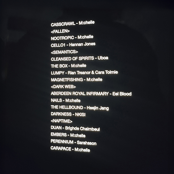 Track listing for Pulsatile, Montez Press Radio broadcast, 24 September 2025