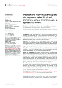 Interactions with Virtual Therapists during Motor Rehabilitation in Immersive Virtual Environments: A Systematic Review