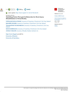 Modelling Patient-Therapist Collaboration for Brain Injury Rehabilitation in Virtual Reality