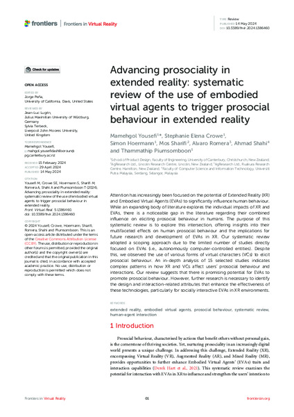 Advancing Prosociality in Extended Reality: Systematic Review of the Use of Embodied Virtual Agents to Trigger Prosocial Behaviour in Extended Reality