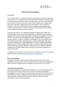 EATS (Enhanced Agri-food Transparent Sustainability) Project Policy Lab 1 Final Report