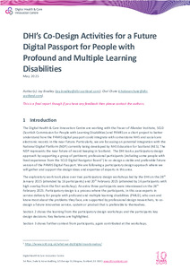 The Digital Health & Care Innovation Centre's Co-Design Activities for a Future Digital Passport for People with Profound and Multiple Learning Disabilities