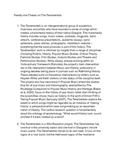 Can a Rock Band Make History?: 21 Theses on The Tenementals
