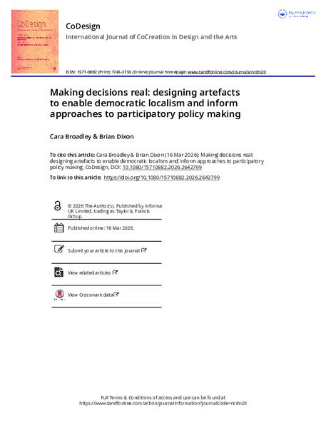 Making decisions real: designing artefacts to enable democratic localism and inform approaches to participatory policy making