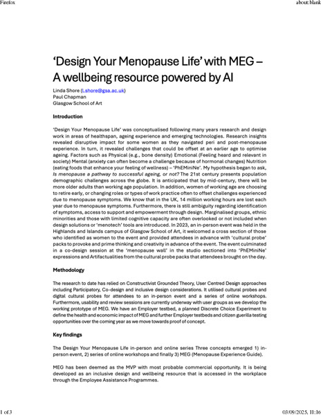 Design Your Menopause Life in the workplace with MEG - findings and future work