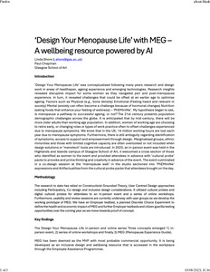 Design Your Menopause Life in the workplace with MEG - findings and future work