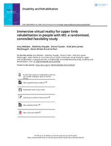 Immersive Virtual Reality for upper limb rehabilitation in people with MS: a randomised, controlled feasibility study