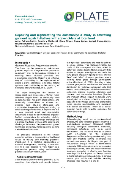 Repairing and regenerating the community: a study in activating garment repair initiatives with stakeholders at local level