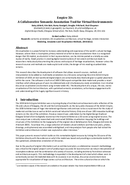 Empire 3D: A Collaborative Semantic Annotation Tool for Virtual Environments