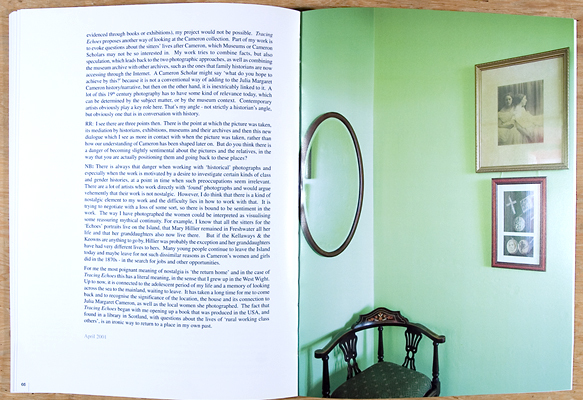 Tracing Echoes by Nicky Bird. Hallway, June 2001, pp. 66-67: