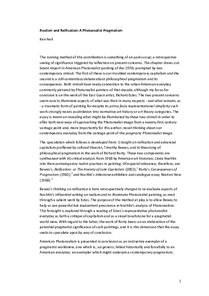 Realism, Reification, Pragmatism