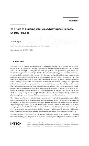 The Roles of Building Users in Achieving Sustainable Energy Futures
