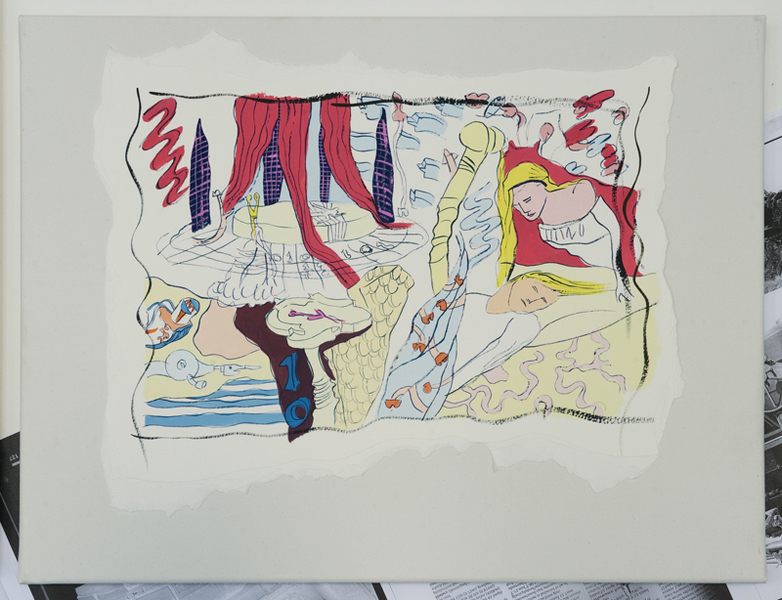 Laurence Figgis, O Corp'rate Day, 2013, gouache on paper mounted on canvas, 40 x 35.5 cm