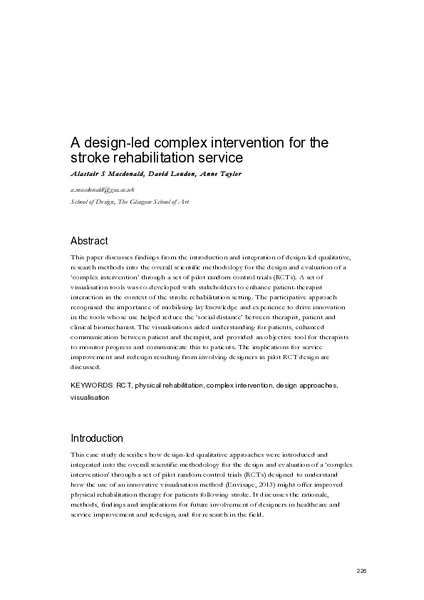 A design-led complex intervention for the stroke rehabilitation service
