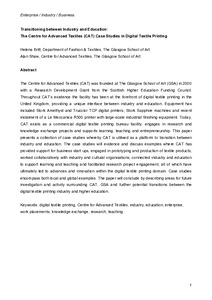 Transitioning between Industry and Education: The Centre for Advanced Textiles (CAT) Case Studies in Digital Textile Printing