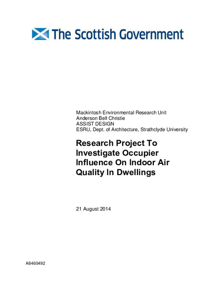 Research Project to Investigate Occupier Influence on Indoor Air Quality in Dwellings