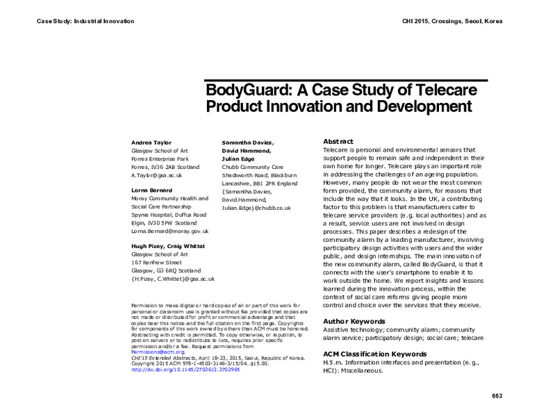BodyGuard: A Case Study of Telecare Product Innovation and Development