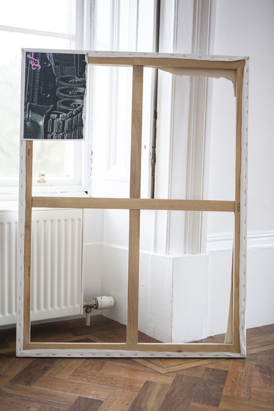 Laurence Figgis, My Enemysenemy..., 2015, gouache, pasted paper, digital print on cardboard, wood/ canvas, 112.2 x 76.4 cm