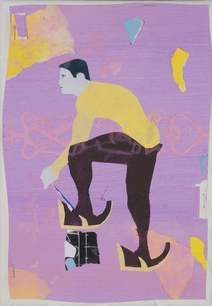 Laurence Figgis, Bright Young Ather, 2015, gouache, acrylic, collage on paper mounted on canvas, 30 x 21 cm