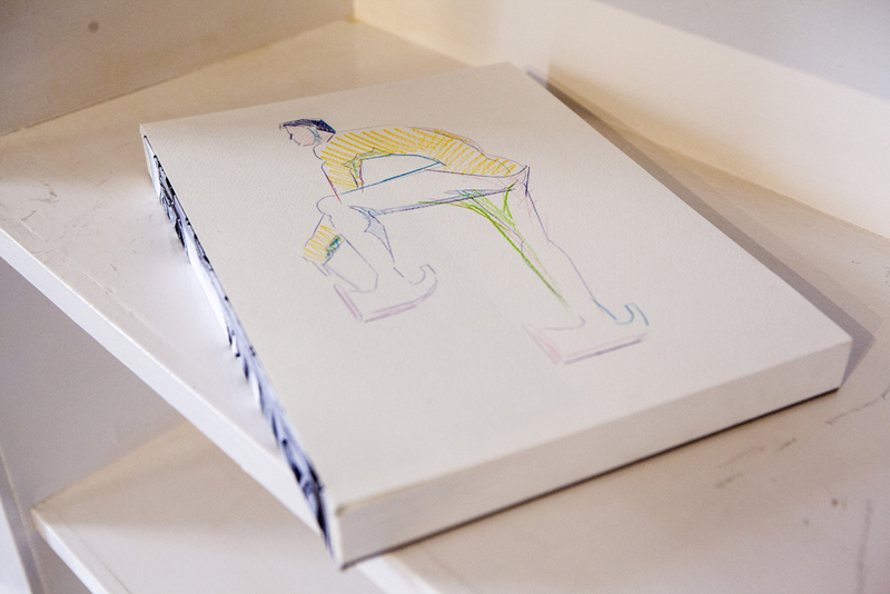 Laurence Figgis, Lumpenboo, 2015, crayon, digital print on paper mounted on paper pad, 32 x 24 x 3.5 cm