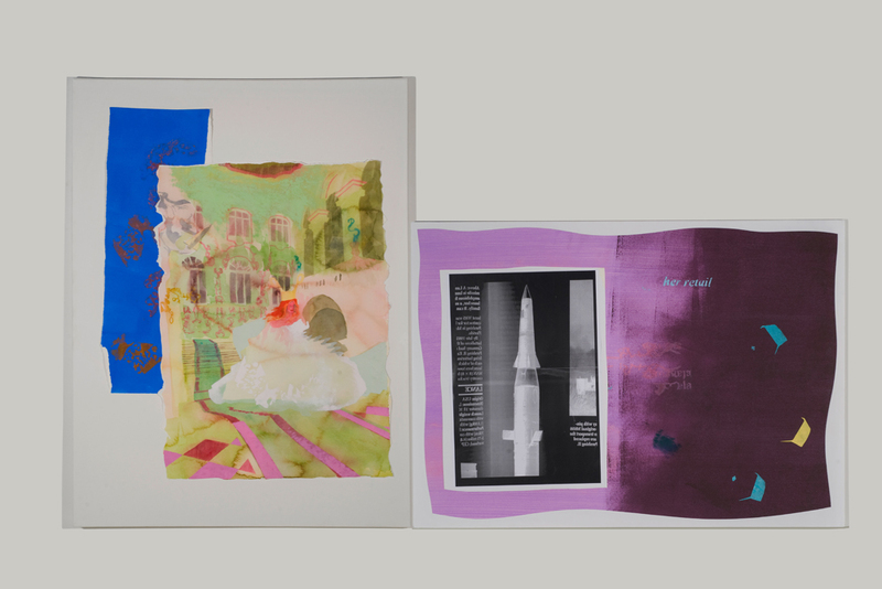 Laurence Figgis, Her Retail, 2015, acrylic, gouache, watercolour, digital print on canvas and foam-board, 80 x 119 cm