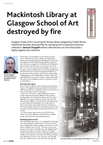 Mackintosh library at Glasgow School of Art destroyed by fire