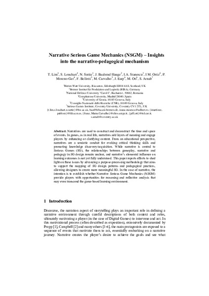 Narrative Serious Game Mechanics (NSGM) – Insights into the Narrative-Pedagogical Mechanism