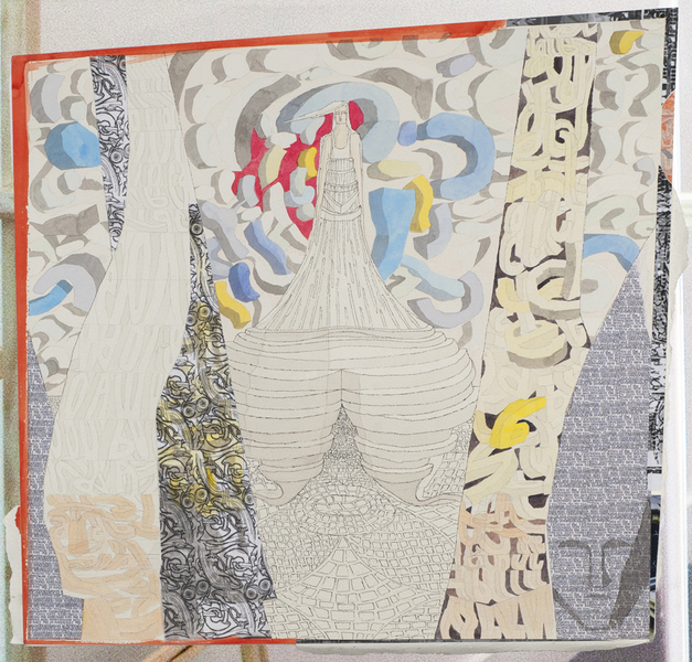 Laurence Figgis, Trembling Ather, 2015, pencil, ink, watercolour, collage on paper mounted on foam-board, 45.8 x 44.6 cm