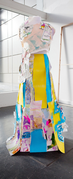 Laurence Figgis, Bust and Boo, 2015, gouache, acrylic, ink on paper, staples, dress-maker’s dummy (wood, polystyrene), 149 x 78 x 64 cm