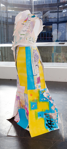 Laurence Figgis, Bust and Boo, 2015, gouache, acrylic, ink on paper, staples, dress-maker’s dummy (wood, polystyrene), 149 x 78 x 64 cm