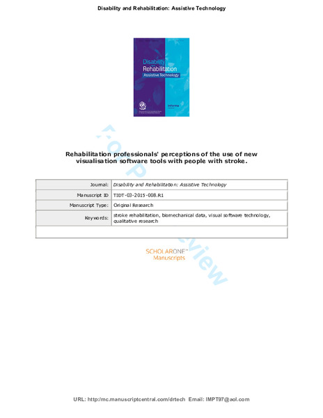 Rehabilitation professionals’ perceptions of the use of new visualisation software tools with people with stroke